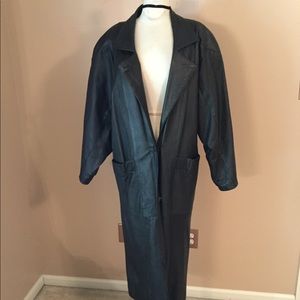 BB Dakota black leather trench coat vintage XS